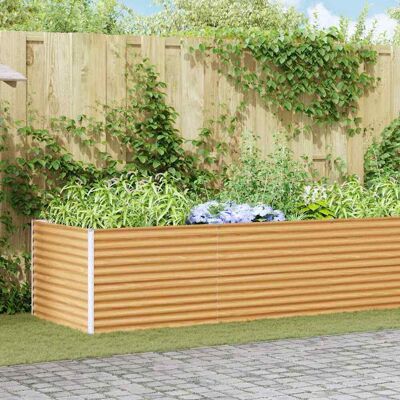 vidaXL Hochbeet Hellbraun 485 x 100 x 68 cm Verzinkter Stahl - Braun vidaXL Hochbeet Hellbraun 485 x 100 x 68 cm Verzinkter Stahl - Braun