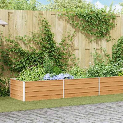 vidaXL Hochbeet Hellbraun 600 x 80 x 45 cm Verzinkter Stahl - Braun vidaXL Hochbeet Hellbraun 600 x 80 x 45 cm Verzinkter Stahl - Braun