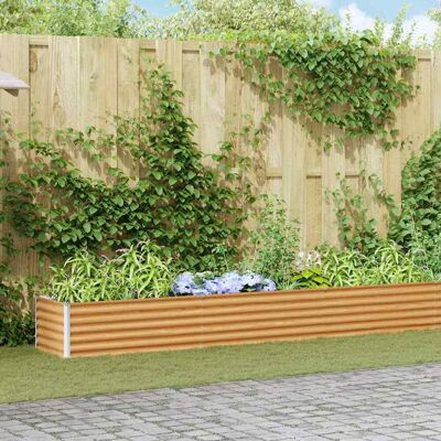 vidaXL Hochbeet Hellbraun 1164 x 50 x 36 cm Verzinkter Stahl - Braun vidaXL Hochbeet Hellbraun 1164 x 50 x 36 cm Verzinkter Stahl - Braun