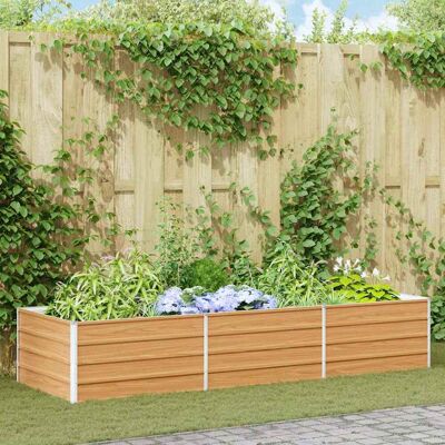vidaXL Hochbeet Hellbraun 240 x 80 x 45 cm Verzinkter Stahl - Braun vidaXL Hochbeet Hellbraun 240 x 80 x 45 cm Verzinkter Stahl - Braun