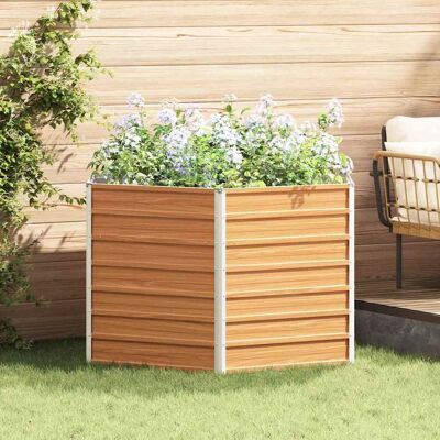 vidaXL Hochbeet im Garten Hellbraun 129 x 129 x 77 cm Verzinkter Stahl - Braun vidaXL Hochbeet im Garten Hellbraun 129 x 129 x 77 cm Verzinkter Stahl - Braun