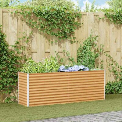 vidaXL Hochbeet Hellbraun 195 x 50 x 68 cm Verzinkter Stahl - Braun vidaXL Hochbeet Hellbraun 195 x 50 x 68 cm Verzinkter Stahl - Braun