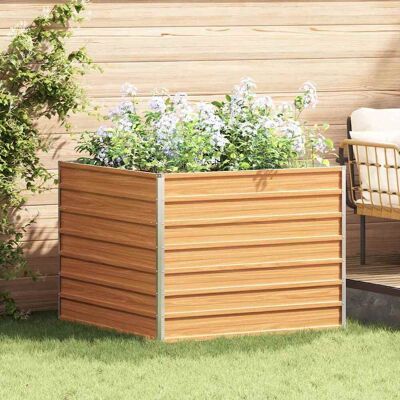 vidaXL Hochbeet Hellbraun 100 x 100 x 77 cm Verzinkter Stahl - Braun vidaXL Hochbeet Hellbraun 100 x 100 x 77 cm Verzinkter Stahl - Braun