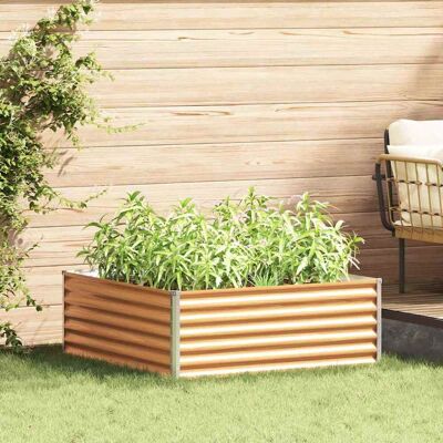 vidaXL Hochbeet Hellbraun 98 x 100 x 36 cm Verzinkter Stahl - Braun vidaXL Hochbeet Hellbraun 98 x 100 x 36 cm Verzinkter Stahl - Braun