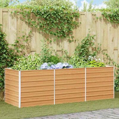 vidaXL Hochbeet Hellbraun 240 x 80 x 77 cm Verzinkter Stahl - Braun vidaXL Hochbeet Hellbraun 240 x 80 x 77 cm Verzinkter Stahl - Braun