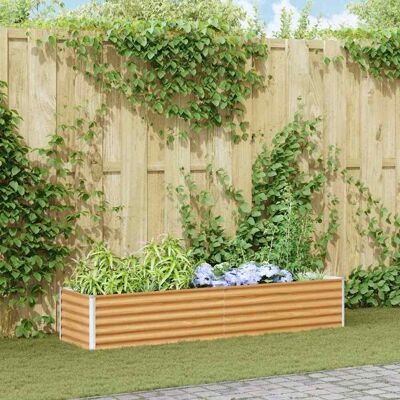 vidaXL Hochbeet Hellbraun 195 x 50 x 36 cm Verzinkter Stahl - Braun vidaXL Hochbeet Hellbraun 195 x 50 x 36 cm Verzinkter Stahl - Braun