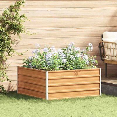 vidaXL Hochbeet Hellbraun 100 x 100 x 45 cm Verzinkter Stahl - Braun vidaXL Hochbeet Hellbraun 100 x 100 x 45 cm Verzinkter Stahl - Braun