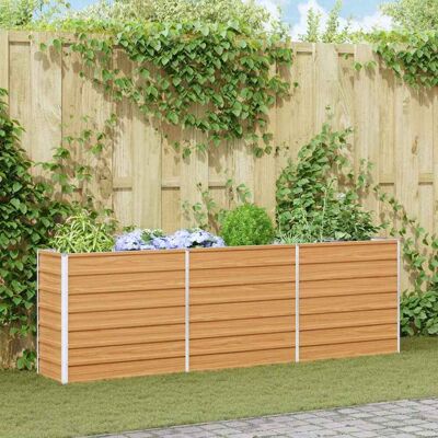 vidaXL Hochbeet Hellbraun 240 x 40 x 77 cm Verzinkter Stahl - Braun vidaXL Hochbeet Hellbraun 240 x 40 x 77 cm Verzinkter Stahl - Braun