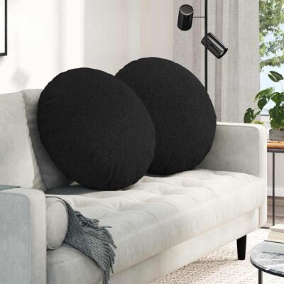 vidaXL Sitzkissen 2 pcs Schwarz Ø80 x 29 cm Stoff - Schwarz vidaXL Sitzkissen 2 pcs Schwarz Ø80 x 29 cm Stoff - Schwarz