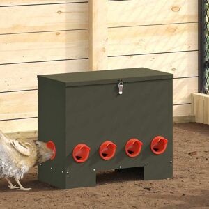 vidaXL Hühnerfütterer Olive Grün 60,5 x 29 x 51 cm Kaltgewalzter Stahl - Grün vidaXL Hühnerfütterer Olive Grün 60,5 x 29 x 51 cm Kaltgewalzter Stahl - Grün