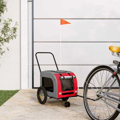 vidaXL Fahrradanhänger für Haustiere Rot und Grau 125 x 53 x 54 cm - Rot vidaXL Fahrradanhänger für Haustiere Rot und Grau 125 x 53 x 54 cm - Rot