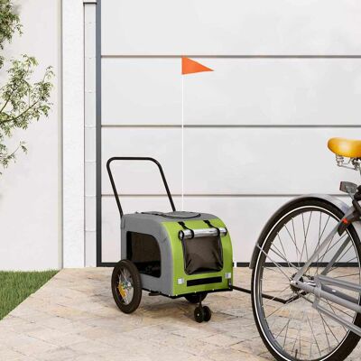 vidaXL Fahrradanhänger für Haustiere Grün und Grau 125 x 53 x 54 cm - Grün vidaXL Fahrradanhänger für Haustiere Grün und Grau 125 x 53 x 54 cm - Grün