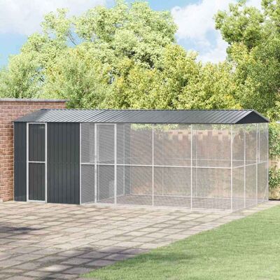 vidaXL Vogelkäfig Anthrazit 645 x 310 x 247 cm Verzinkter Stahl - Anthrazit vidaXL Vogelkäfig Anthrazit 645 x 310 x 247 cm Verzinkter Stahl - Anthrazit