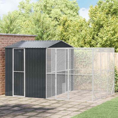 vidaXL Vogelkäfig Anthrazit 425 x 304 x 247 cm Verzinkter Stahl - Anthrazit vidaXL Vogelkäfig Anthrazit 425 x 304 x 247 cm Verzinkter Stahl - Anthrazit