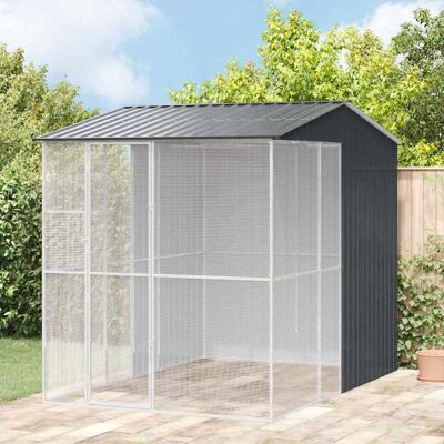 vidaXL Vogelkäfig Anthrazit 215 x 310 x 247 cm Verzinkter Stahl - Anthrazit vidaXL Vogelkäfig Anthrazit 215 x 310 x 247 cm Verzinkter Stahl - Anthrazit