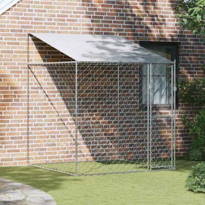 vidaXL Hundekäfig mit Dach Silber 200 x 200 x 258 cm Stahl und PE - Silber vidaXL Hundekäfig mit Dach Silber 200 x 200 x 258 cm Stahl und PE - Silber