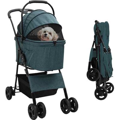 vidaXL Faltbarer Haustierwagen Grün 81 x 47 x 99 cm Polyester - Grün vidaXL Faltbarer Haustierwagen Grün 81 x 47 x 99 cm Polyester - Grün