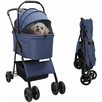vidaXL Faltbarer Haustierwagen Blau 81 x 47 x 99 cm Polyester - Blau vidaXL Faltbarer Haustierwagen Blau 81 x 47 x 99 cm Polyester - Blau