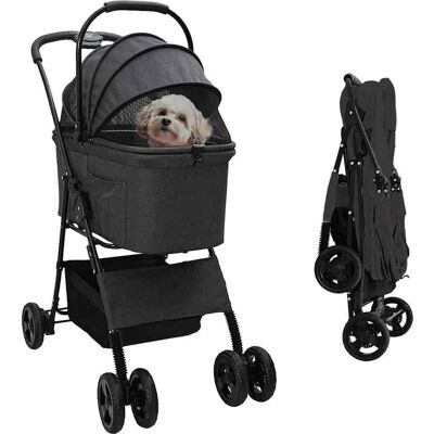 vidaXL Faltbarer Haustierwagen Schwarz 81 x 47 x 99 cm Polyester - Schwarz vidaXL Faltbarer Haustierwagen Schwarz 81 x 47 x 99 cm Polyester - Schwarz