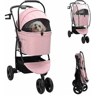 vidaXL Faltbarer Haustierwagen Rosa 78 x 54 x 101 cm Polyester - Rosa vidaXL Faltbarer Haustierwagen Rosa 78 x 54 x 101 cm Polyester - Rosa