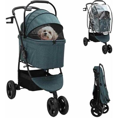 vidaXL Faltbarer Haustierwagen Grün 78 x 54 x 101 cm Polyester - Grün vidaXL Faltbarer Haustierwagen Grün 78 x 54 x 101 cm Polyester - Grün
