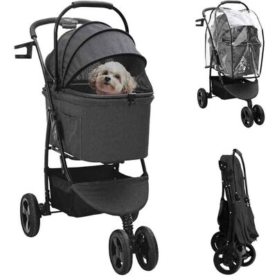 vidaXL Faltbarer Haustierwagen Schwarz 78 x 54 x 101 cm Polyester - Schwarz vidaXL Faltbarer Haustierwagen Schwarz 78 x 54 x 101 cm Polyester - Schwarz