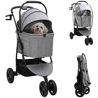 vidaXL Faltbarer Haustierwagen Grau 78 x 54 x 101 cm Polyester - Grau vidaXL Faltbarer Haustierwagen Grau 78 x 54 x 101 cm Polyester - Grau