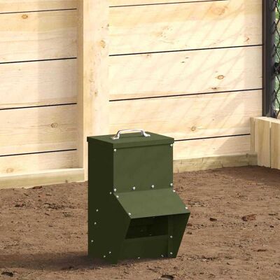 vidaXL Hühnerfütterer Olive Grün 20 x 25 x 35 cm Kaltgewalzter Stahl - Grün vidaXL Hühnerfütterer Olive Grün 20 x 25 x 35 cm Kaltgewalzter Stahl - Grün
