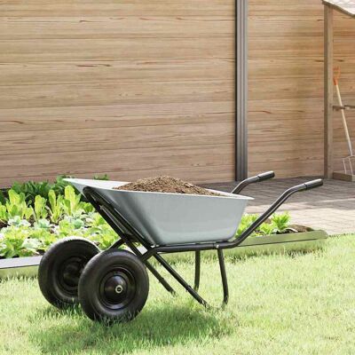 vidaXL Schubkarre Silber und Schwarz 137 x 60 x 65,5 cm Stahl - Silber vidaXL Schubkarre Silber und Schwarz 137 x 60 x 65,5 cm Stahl - Silber