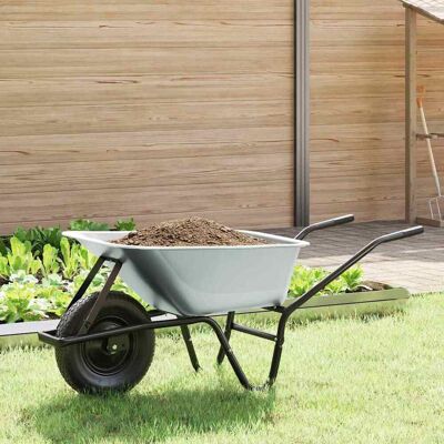 vidaXL Schubkarre Silber und Schwarz 100 L 150 kg Galvanisiertes Stahl - Silber vidaXL Schubkarre Silber und Schwarz 100 L 150 kg Galvanisiertes Stahl - Silber