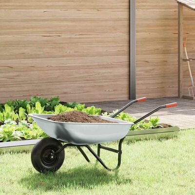 vidaXL Schubkarre Silber und Schwarz 133 x 62,5 x 58 cm Stahl - Silber vidaXL Schubkarre Silber und Schwarz 133 x 62,5 x 58 cm Stahl - Silber