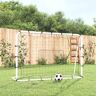 vidaXL Fußball-Rebounder Weiß & Schwarz 184x61x123 cm Stahl & PE - Weiß