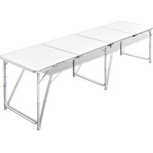 vidaXL Campingtisch zusammenklappbar höhenverstellbar Aluminium 240 x 60 cm - Weiß