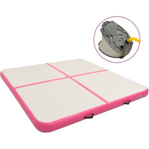 vidaXL Aufblasbare Gymnastikmatte mit Pumpe 200x200x10 cm PVC Rosa - Rosa