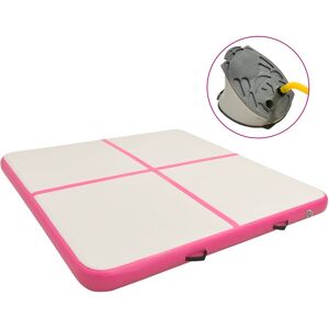 vidaXL Aufblasbare Gymnastikmatte mit Pumpe 200x200x15 cm PVC Rosa - Rosa