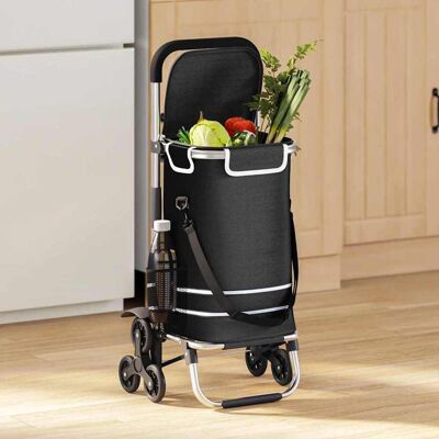 vidaXL Einkaufswagen Schwarz 47 x 39 x 100,5 cm Oxford-stoff - Schwarz vidaXL Einkaufswagen Schwarz 47 x 39 x 100,5 cm Oxford-stoff - Schwarz