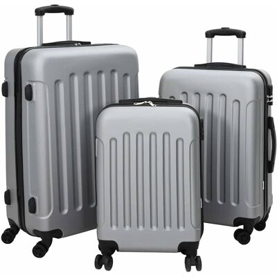 vidaXL Koffer mit Schloss 3 pcs Silber 50 x 31 x 78 cm ABS Kunststoff - Silber vidaXL Koffer mit Schloss 3 pcs Silber 50 x 31 x 78 cm ABS Kunststoff - Silber