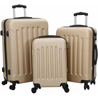 vidaXL Koffer 3 pcs Champagner 50 x 31 x 78 cm ABS Kunststoff - Beige vidaXL Koffer 3 pcs Champagner 50 x 31 x 78 cm ABS Kunststoff - Beige