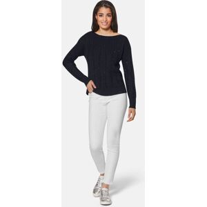 Madeleine Legerer Zopfmusterpullover mit Pailletten marine 44/46