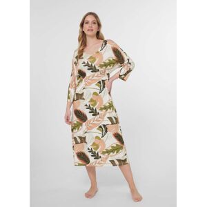 Madeleine Nachtkleid mit Blätterprint und Raff-Effekt crème / multicolor 36