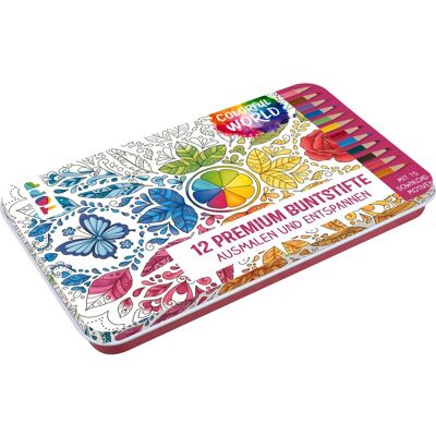 Topp Colorful World Designdose mit 12 Premium-Buntstiften Topp Colorful World Designdose mit 12 Premium-Buntstiften