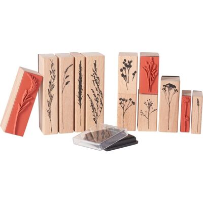 Rico Design 12 Holzstempel - Blumen & Gräser - Bastelwerkzeug Rico Design 12 Holzstempel - Blumen & Gräser - Bastelwerkzeug