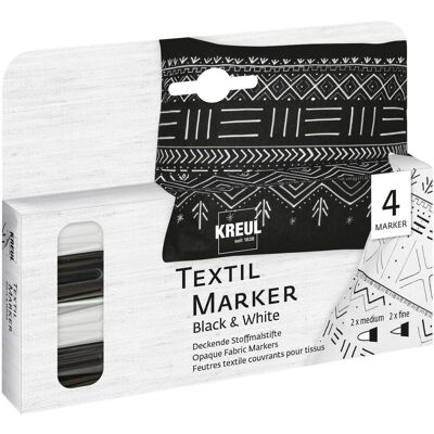 KREUL Textil Marker Opak "Black & White", 4er-Set KREUL Textil Marker Opak "Black & White", 4er-Set