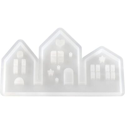 HobbyFun Silikon-Gießform "Häuserreihe" mit Steckkante HobbyFun Silikon-Gießform "Häuserreihe" mit Steckkante