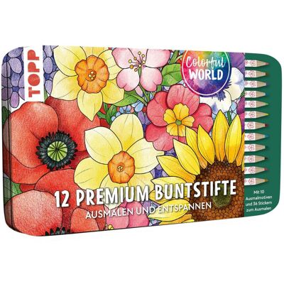 Topp Colorful World Designdose mit 12 Buntstiften Topp Colorful World Designdose mit 12 Buntstiften