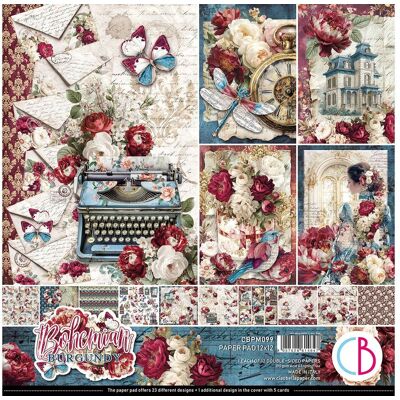 Ciao Bella Scrapbook-Papier "Bohemian Burgundy" Ciao Bella Scrapbook-Papier "Bohemian Burgundy"