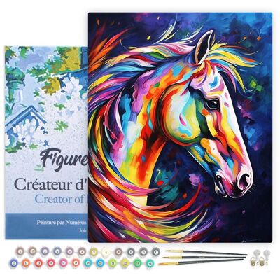 Figured'Art Malen nach Zahlen auf Keilrahmen, 40 x 50 cm - Pferd - Farbenfroh Abstrakt Figured'Art Malen nach Zahlen auf Keilrahmen, 40 x 50 cm - Pferd - Farbenfroh Abstrakt