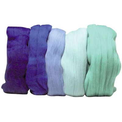 Rayher Merino Kammzug Mix, superfein - Blautöne Rayher Merino Kammzug Mix, superfein - Blautöne