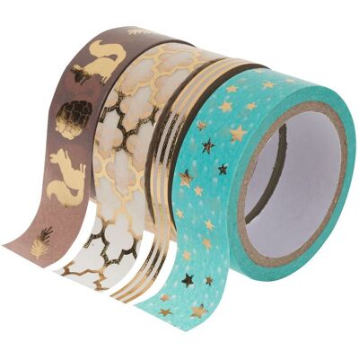 folia Washi Tape Set "Hot Foil", Türkis/Gold folia Washi Tape Set "Hot Foil", Türkis/Gold