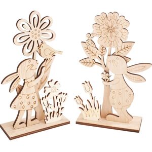 VBS Holz-Steckmotive "Hasenpaar mit Blumen", 2er-Set VBS Holz-Steckmotive "Hasenpaar mit Blumen", 2er-Set